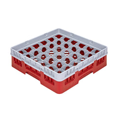 Clean Tek Professional Red Glass Rack - 36 Compartments, 1 Full Drop Extender - 19 3/4