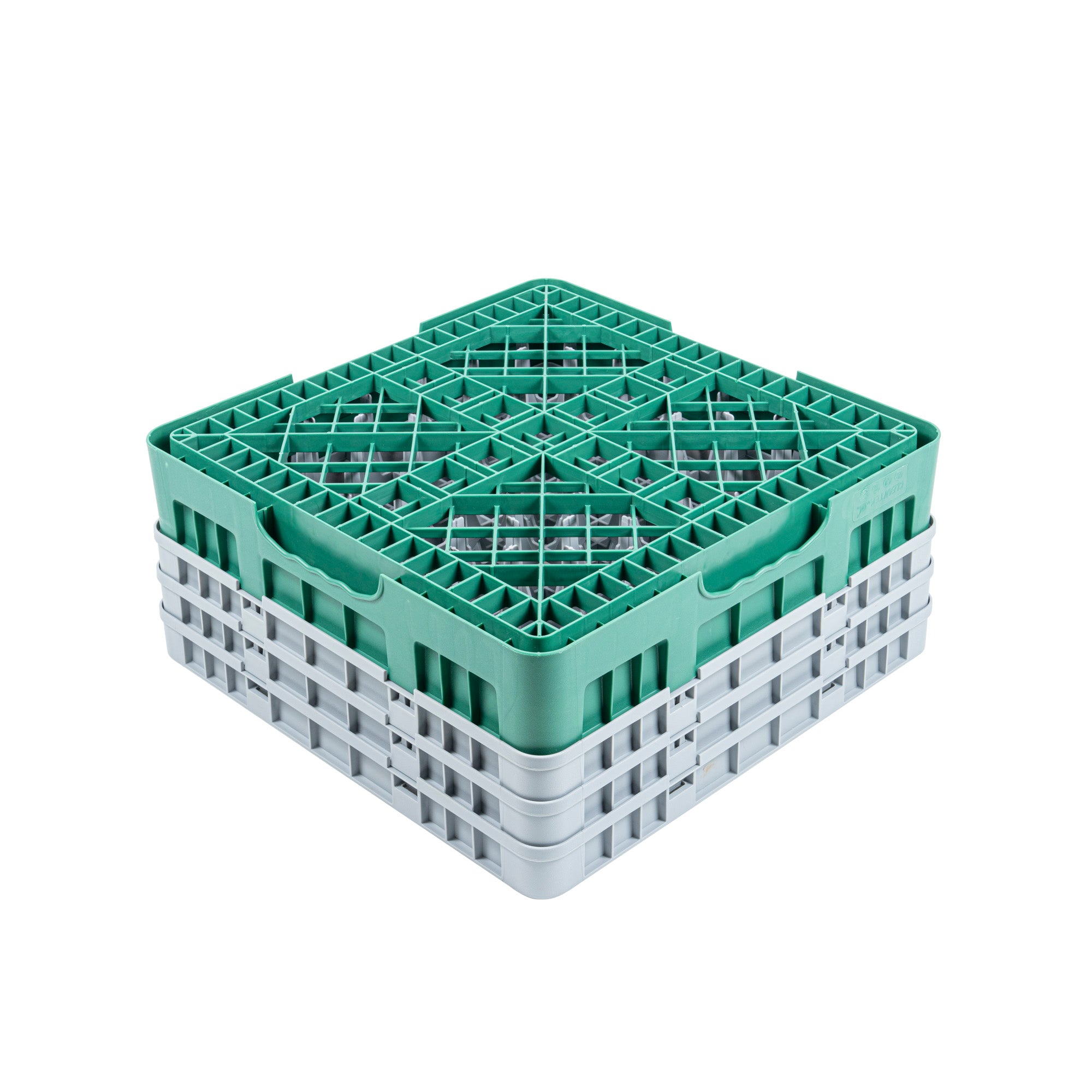 Clean Tek Professional Green Glass Rack - 36 Compartments, 1 Full Drop and 2 Half Drop Extenders - 19 3/4" x 19 3/4" x 8 3/4" - 1 count box