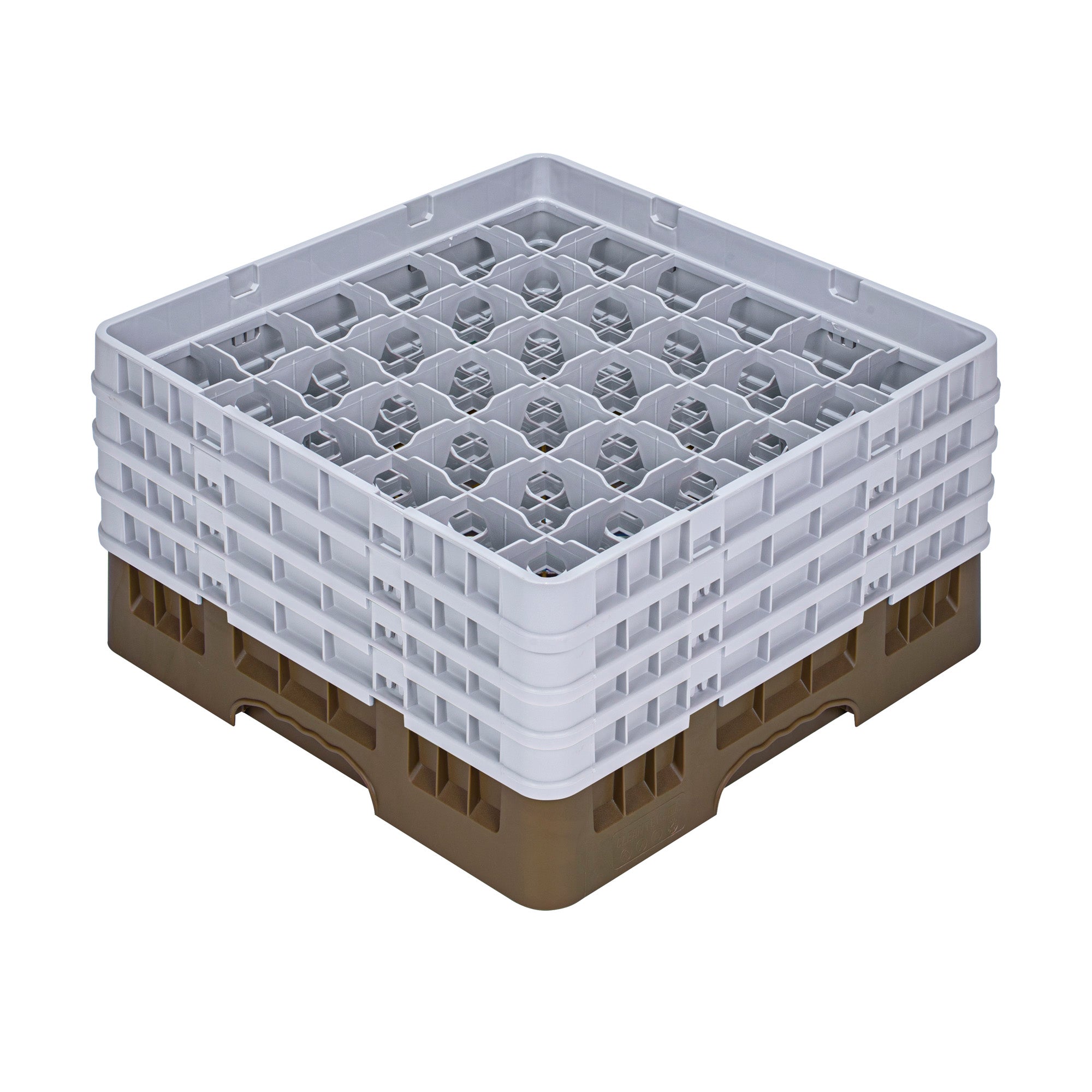 Clean Tek Professional Brown Glass Rack - 36 Compartments, 1 Full Drop and 3 Half Drop Extenders - 19 3/4" x 19 3/4" x 10 1/2" - 1 count box