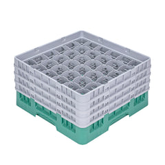 Clean Tek Professional Green Glass Rack - 36 Compartments, 1 Full Drop and 3 Half Drop Extenders - 19 3/4