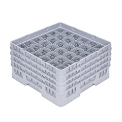 Clean Tek Professional Gray Glass Rack - 36 Compartments, 1 Full Drop and 3 Half Drop Extenders - 19 3/4
