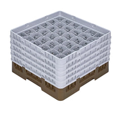 Clean Tek Professional Brown Glass Rack - 36 Compartments, 1 Full Drop and 4 Half Drop Extenders - 19 3/4