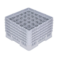 Clean Tek Professional Gray Glass Rack - 36 Compartments, 1 Full Drop and 4 Half Drop Extenders - 19 3/4
