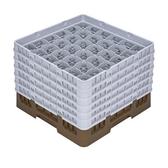 Clean Tek Professional Brown Glass Rack - 36 Compartments, 1 Full Drop and 5 Half Drop Extenders - 19 3/4