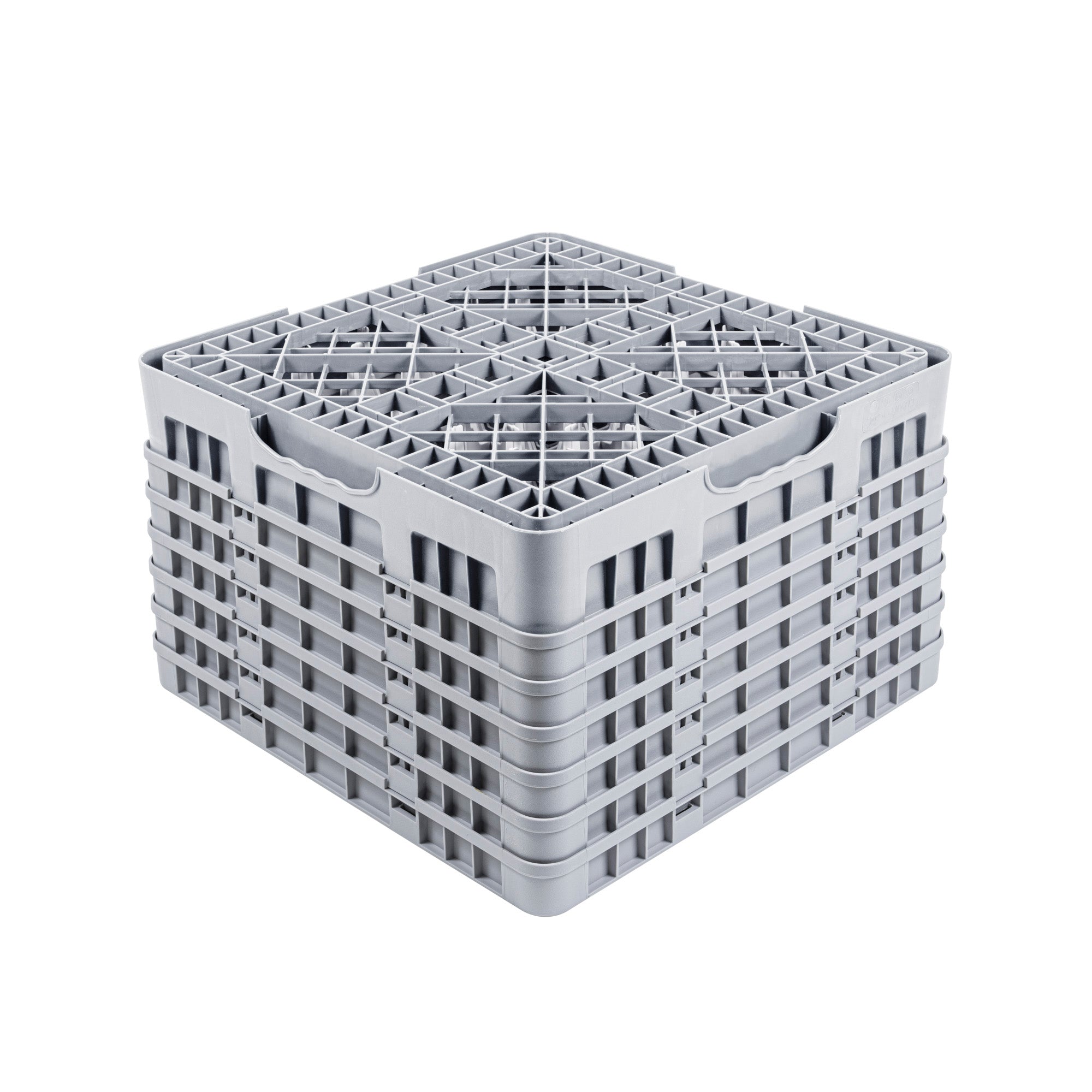 Clean Tek Professional Gray Glass Rack - 36 Compartments, 1 Full Drop and 5 Half Drop Extenders - 19 3/4" x 19 3/4" x 13 3/4" - 1 count box