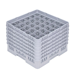 Clean Tek Professional Gray Glass Rack - 36 Compartments, 1 Full Drop and 5 Half Drop Extenders - 19 3/4