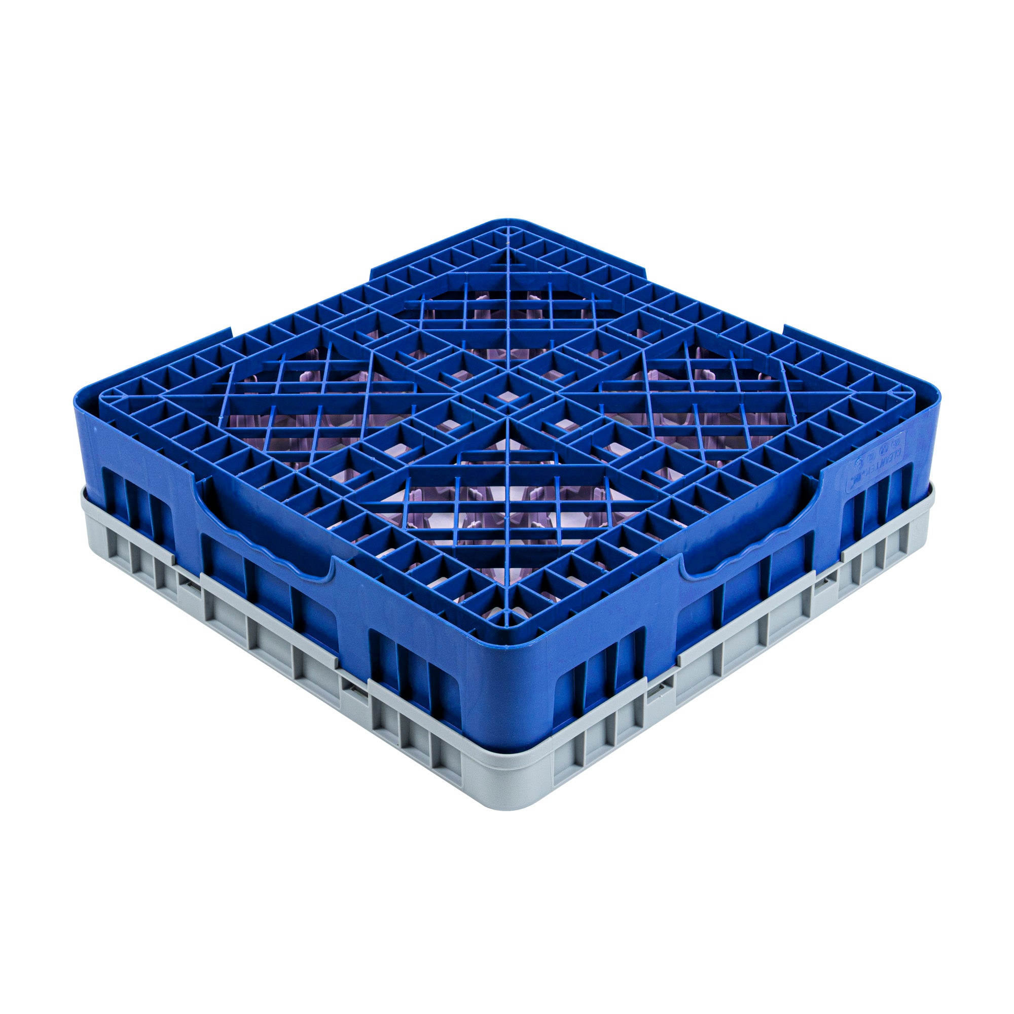Clean Tek Professional Blue Glass Rack - 49 Compartments, 1 Full Drop Extender - 19 3/4" x 19 3/4" x 5 3/4" - 1 count box