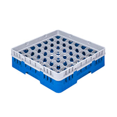 Clean Tek Professional Blue Glass Rack - 49 Compartments, 1 Full Drop Extender - 19 3/4