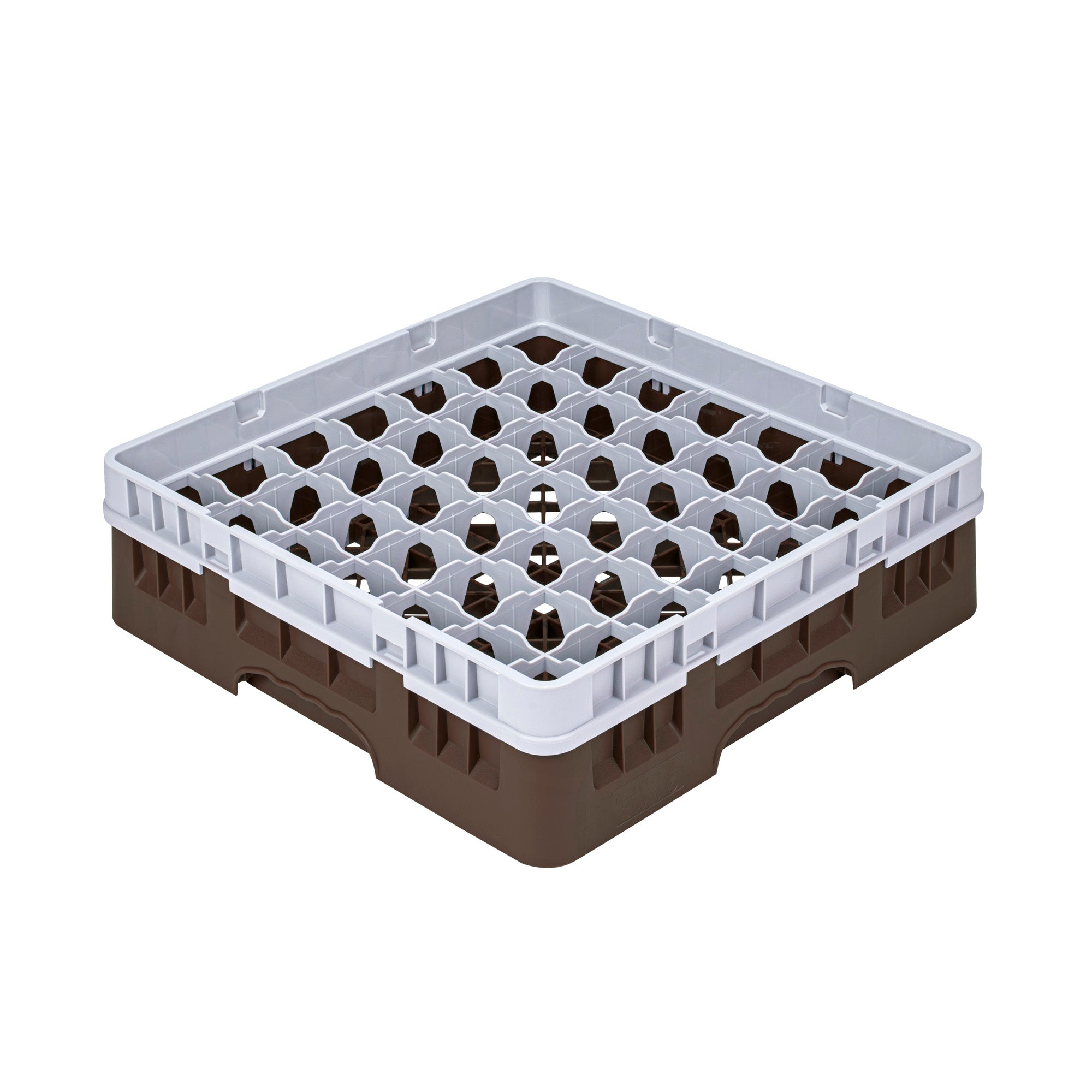 Clean Tek Professional Brown Glass Rack - 49 Compartments, 1 Full Drop Extender - 19 3/4" x 19 3/4" x 5 3/4" - 1 count box