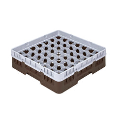 Clean Tek Professional Brown Glass Rack - 49 Compartments, 1 Full Drop Extender - 19 3/4