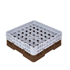 Clean Tek Professional Brown Glass Rack - 49 Compartments, 1 Full Drop and 1 Half Drop Extender - 19 3/4