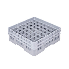 Clean Tek Professional Gray Glass Rack - 49 Compartments, 1 Full Drop and 1 Half Drop Extender - 19 3/4