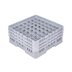 Clean Tek Professional Gray Glass Rack - 49 Compartments, 1 Full Drop and 2 Half Drop Extenders - 19 3/4