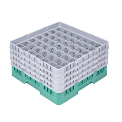 Clean Tek Professional Green Glass Rack - 49 Compartments, 1 Full Drop and 3 Half Drop Extenders - 19 3/4