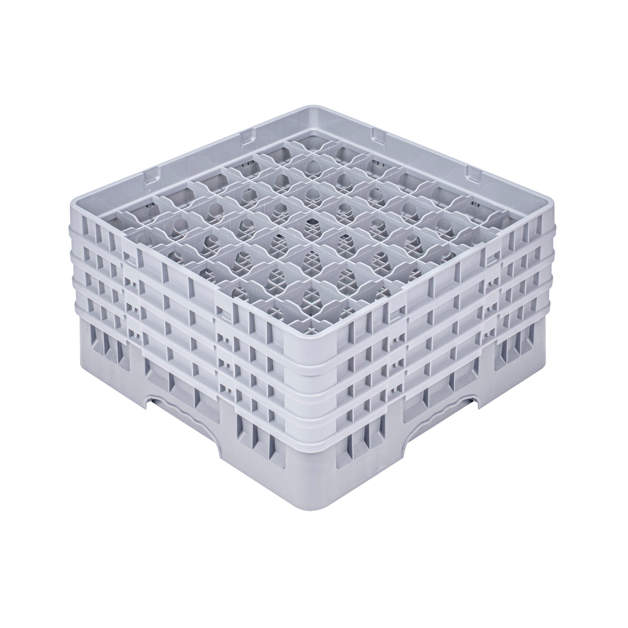 Clean Tek Professional Gray Glass Rack - 49 Compartments, 1 Full Drop and 3 Half Drop Extenders - 19 3/4" x 19 3/4" x 10 1/2" - 1 count box