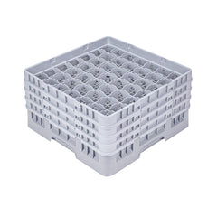 Clean Tek Professional Gray Glass Rack - 49 Compartments, 1 Full Drop and 3 Half Drop Extenders - 19 3/4