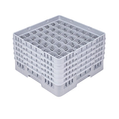 Clean Tek Professional Gray Glass Rack - 49 Compartments, 1 Full Drop and 4 Half Drop Extenders - 19 3/4