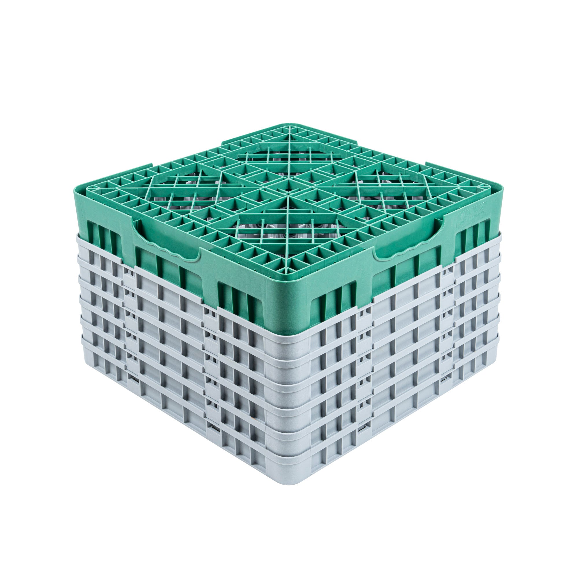 Clean Tek Professional Green Glass Rack - 49 Compartments, 1 Full Drop and 5 Half Drop Extenders - 19 3/4" x 19 3/4" x 13 3/4" - 1 count box