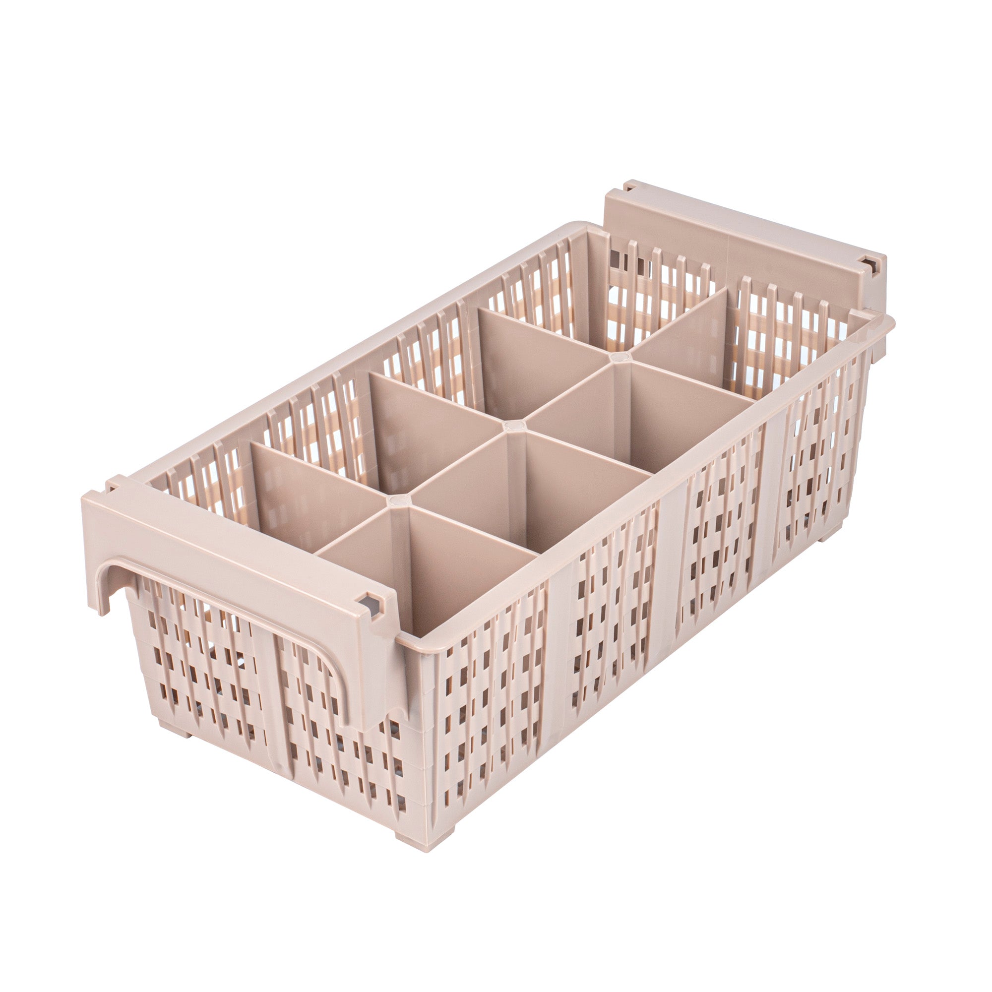 Clean Tek Professional Brown Flatware Rack - 8 Compartments - 16 1/2" x 8 1/4" x 5 3/4" - 1 count box