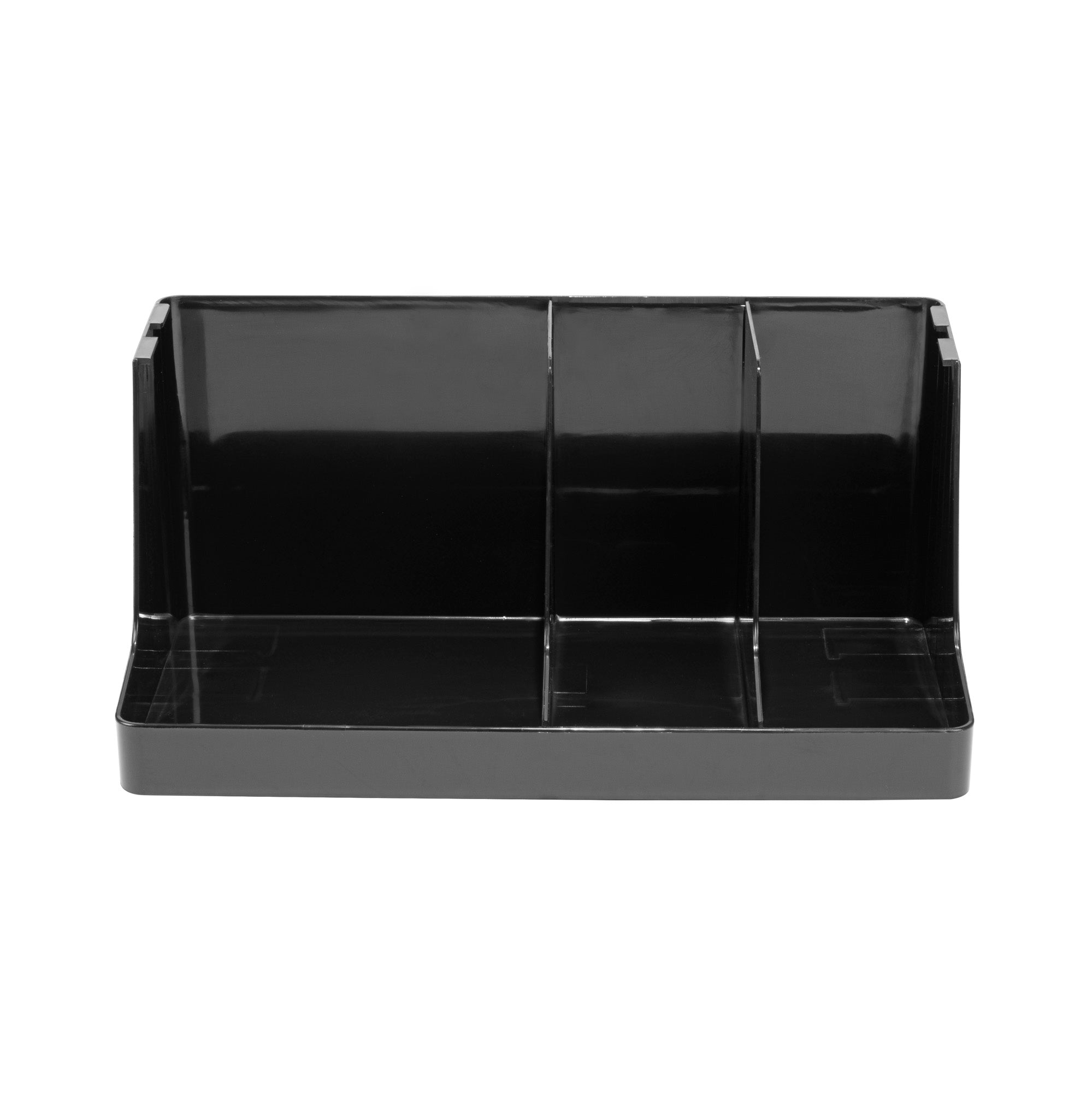 Restpresso Black Plastic Coffee Cup / Lid / Napkin Organizer - 3 Section - 16 1/4" x 8 1/4" x 7" - 1 count box