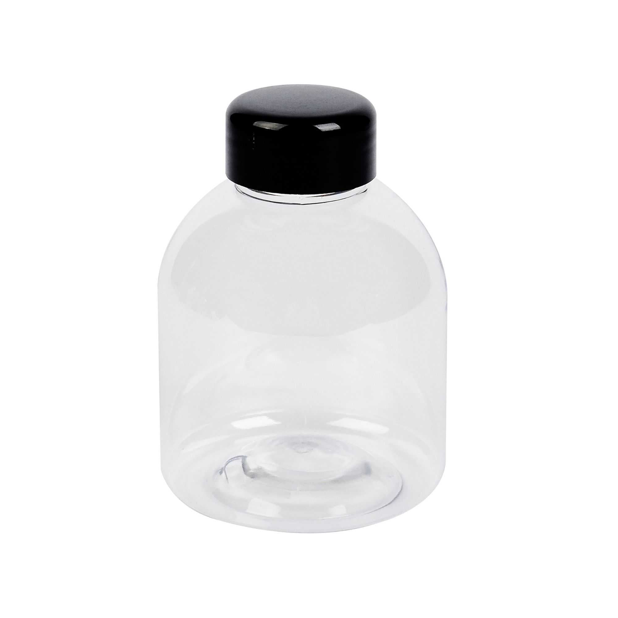 Bottle Tek 14 oz Round Clear PET Juice Bottle - with Cap - 3 1/4" x 3 1/4" x 4 3/4" - 100 count box