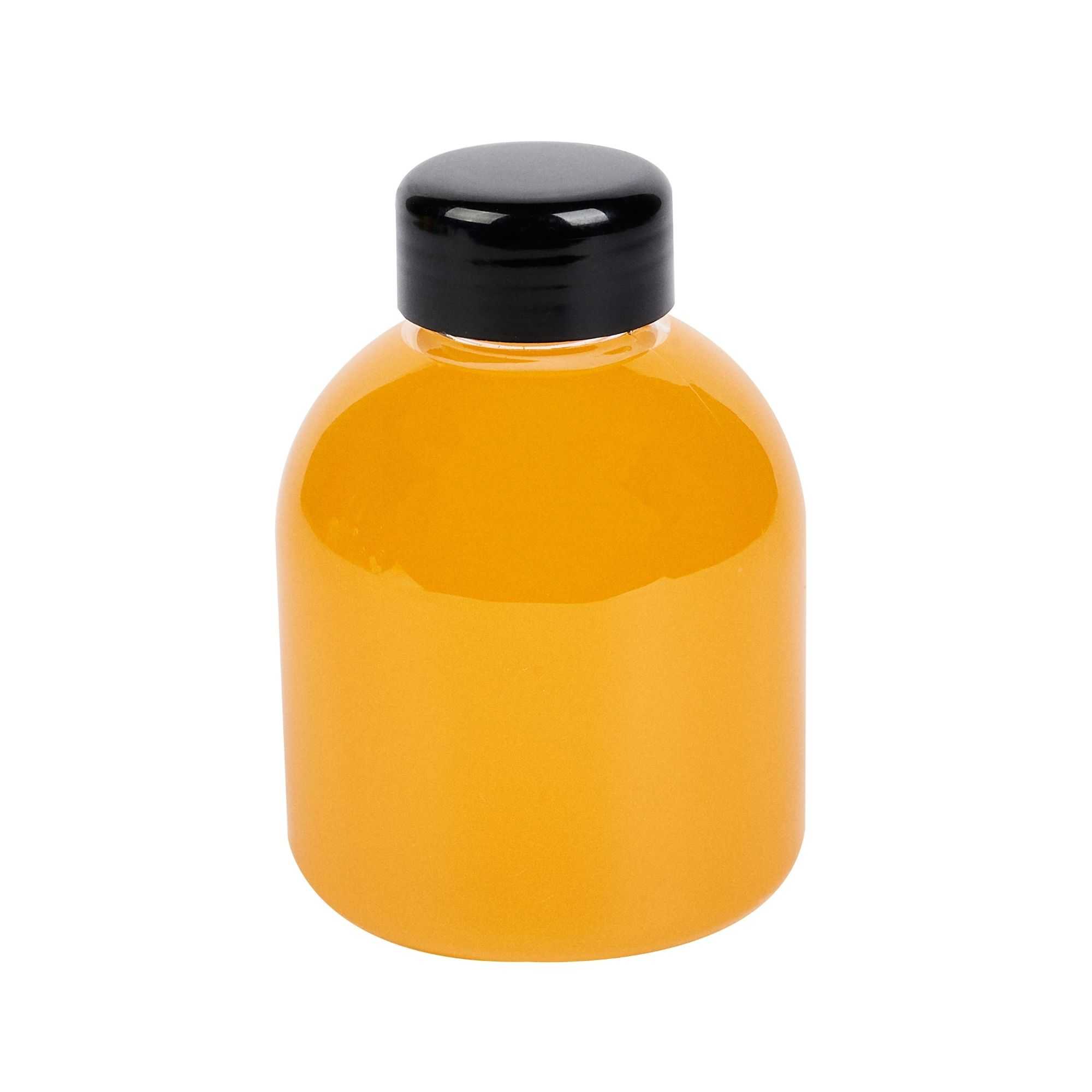 Bottle Tek 14 oz Round Clear PET Juice Bottle - with Cap - 3 1/4" x 3 1/4" x 4 3/4" - 100 count box