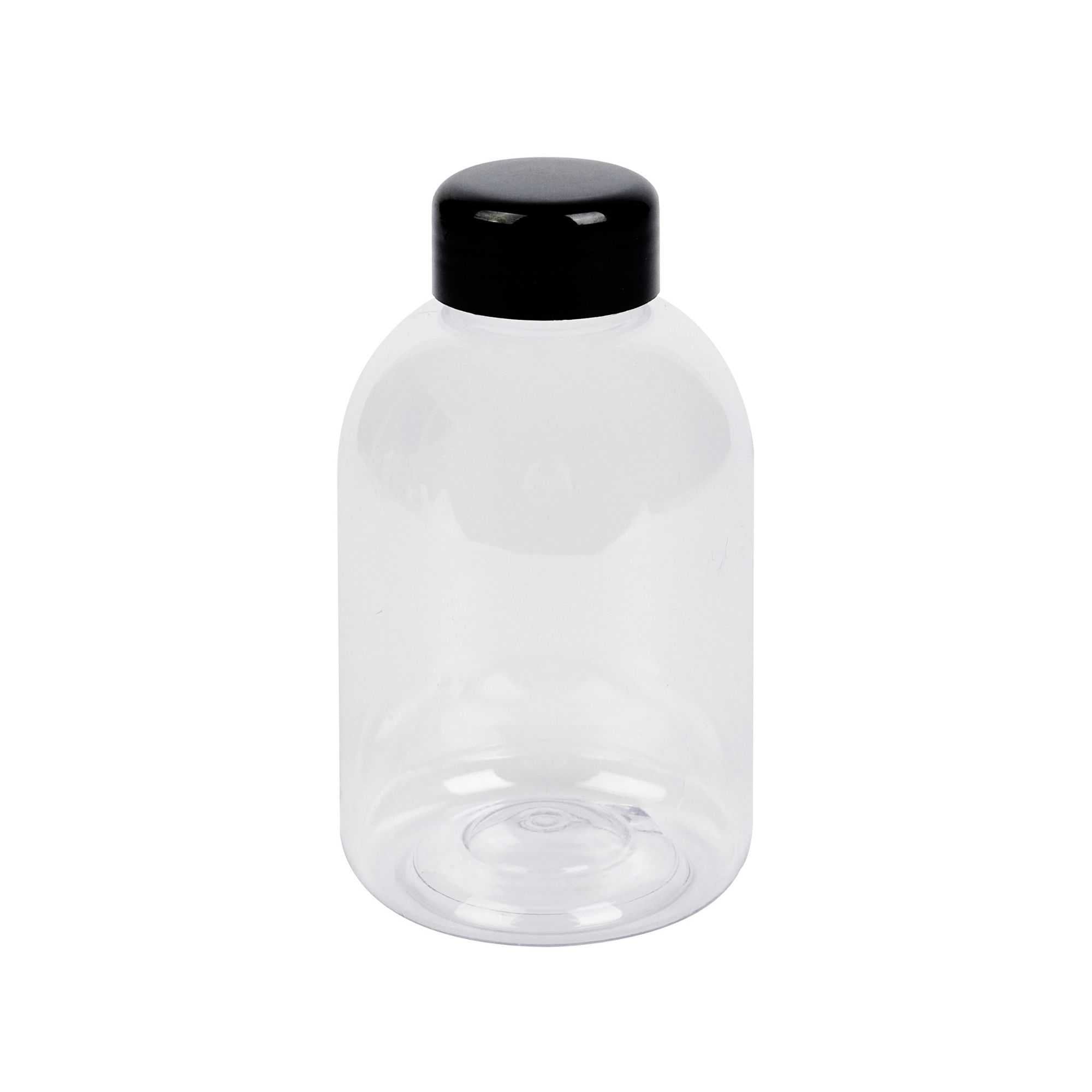 Bottle Tek 17 oz Round Clear PET Juice Bottle - with Cap - 3 1/4" x 3 1/4" x 5 1/2" - 100 count box