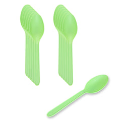Basic Nature Green CPLA Plastic Dessert Spoon - Heat-Resistant, Compostable - 4