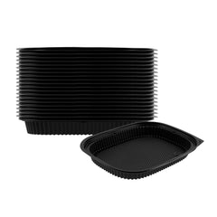 Chef 101 59 oz Rectangle Black Plastic Food Container - Microwavable - 13 1/2