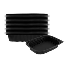 Chef 101 88 oz Rectangle Black Plastic Food Container - Microwavable - 13 1/2