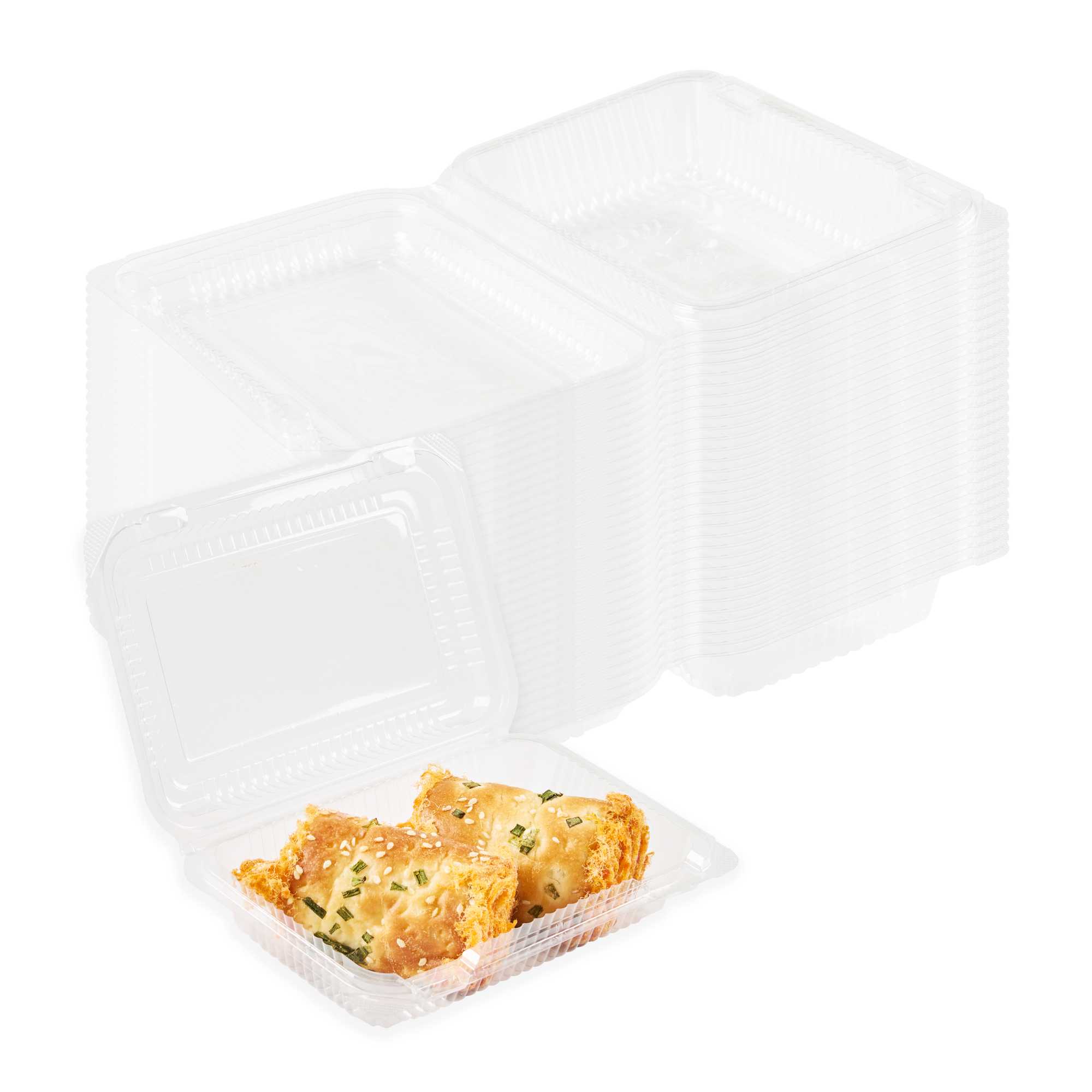 Thermo Tek Rectangle Clear Plastic Clamshell Container - 6 1/4" x 4 1/4" x 1 1/2" - 100 count box