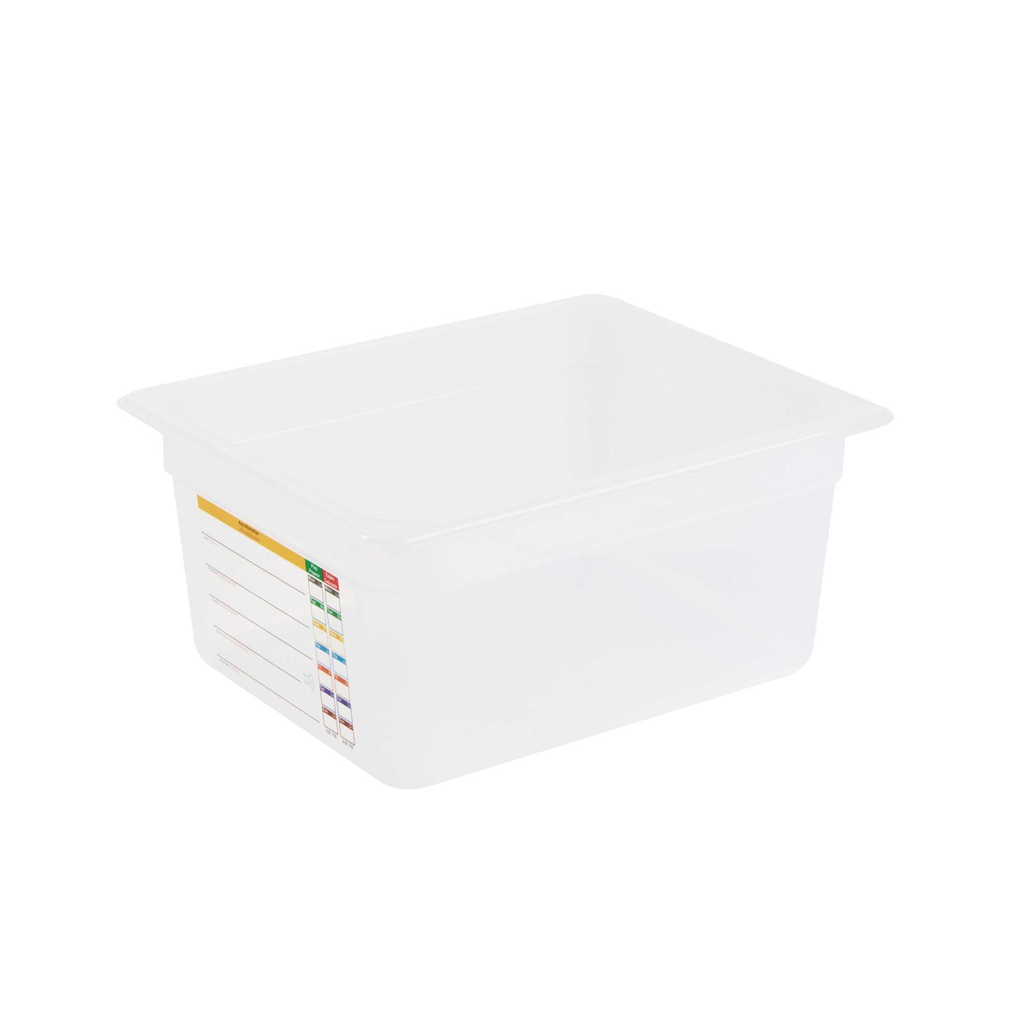 Met Lux Rectangle White Polypropylene Half Size Food Pan - 6" Deep, with Label - 1 count box