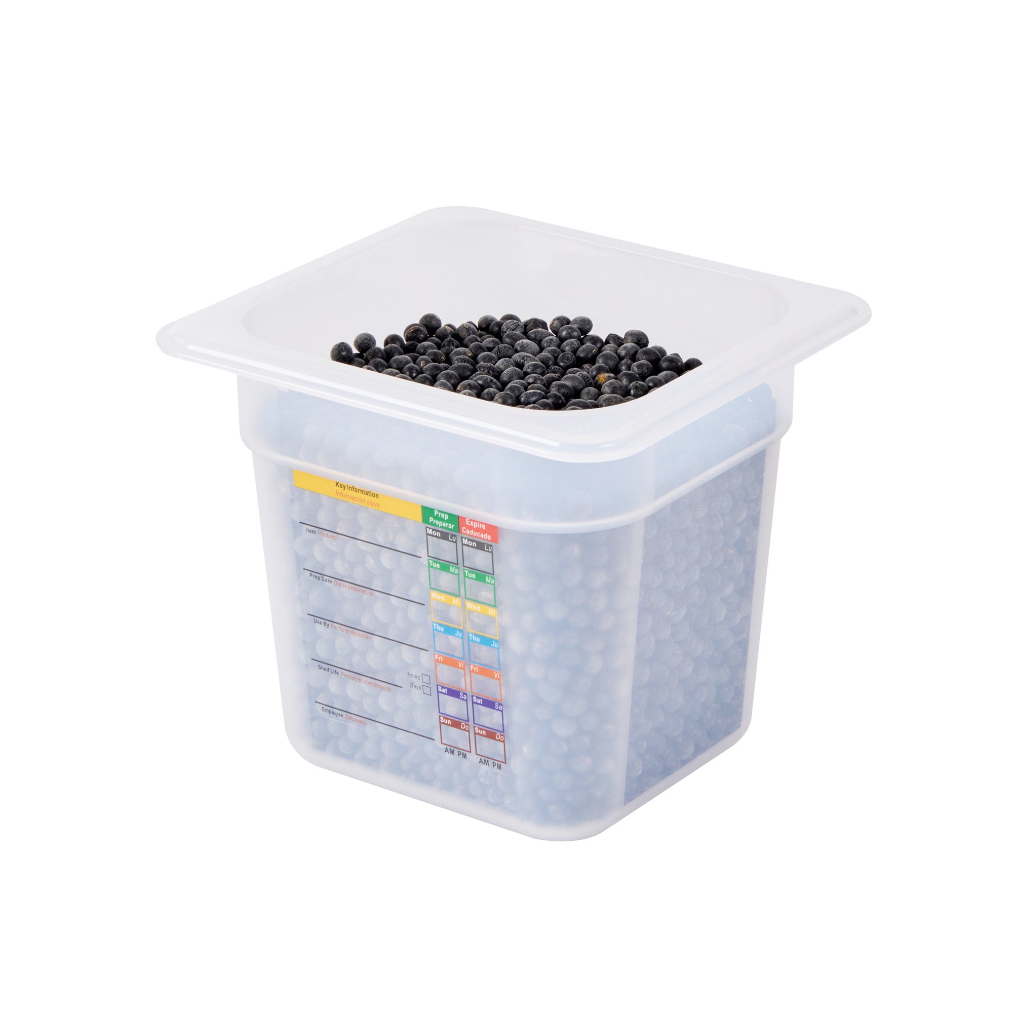 Met Lux Square White Polypropylene 1/6 Size Food Pan - 6" Deep, with Label - 6 3/4" x 6 1/4" x 6" - 10 count box