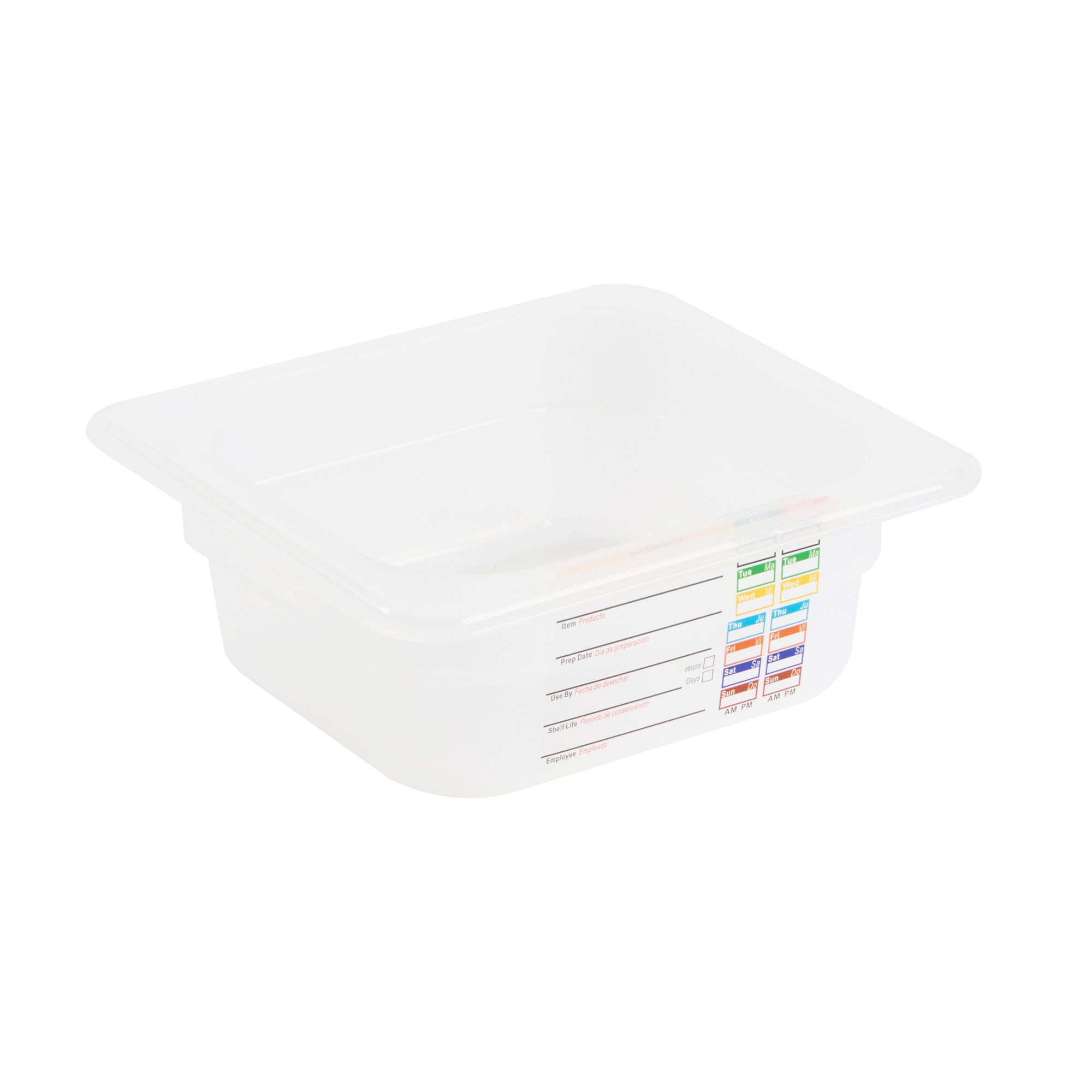 Met Lux Square White Polypropylene 1/6 Size Food Pan - 2.5" Deep, with Label - 6 3/4" x 6 1/4" x 2 1/2" - 10 count box