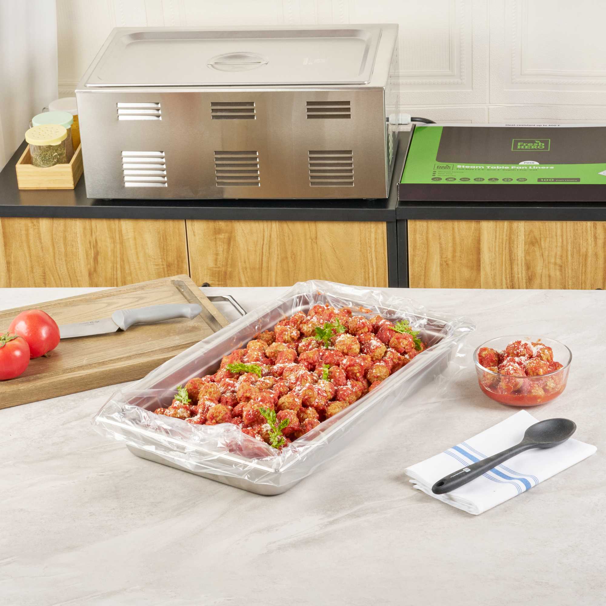 Fresh Hero Nylon Full Size Steam Table Pan Liner - 2.5" and 4" Depth - 34" x 12" - 100 count box