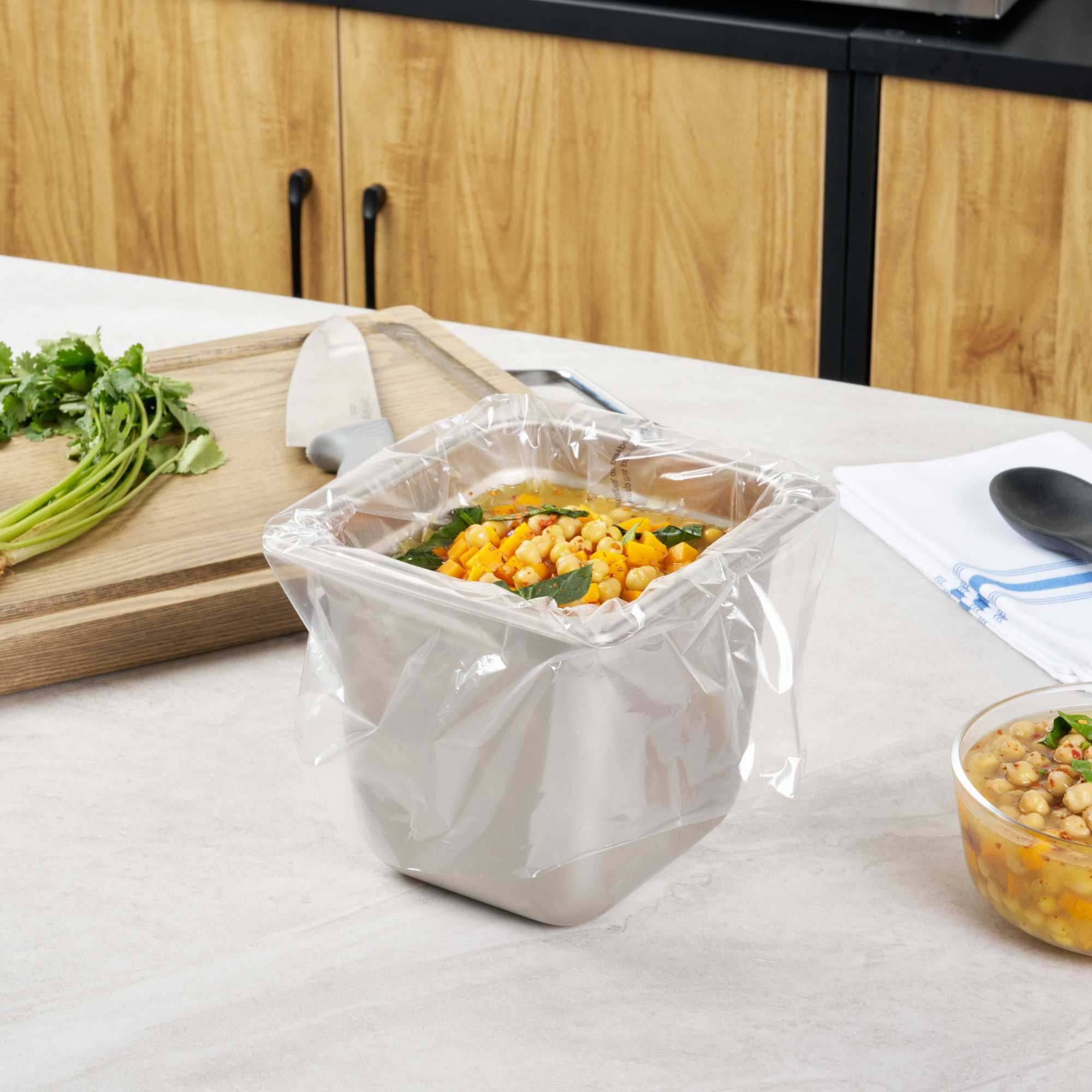 Fresh Hero Nylon 1/6 Size Steam Table Pan Liner - 6" Depth - 13" x 14" - 100 count box