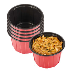 Bento Tek 58 oz Round Red Plastic To Go Box - Microwave-Safe - 7