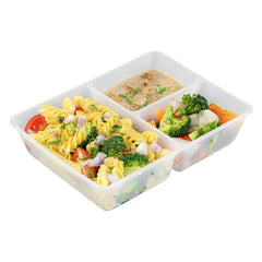 Bio Tek 40 oz White Plastic 3-Compartment Insert Tray - Fits 49 / 71 / 98 Bio Box Take Out Container, Microwave-Safe - 50 count box
