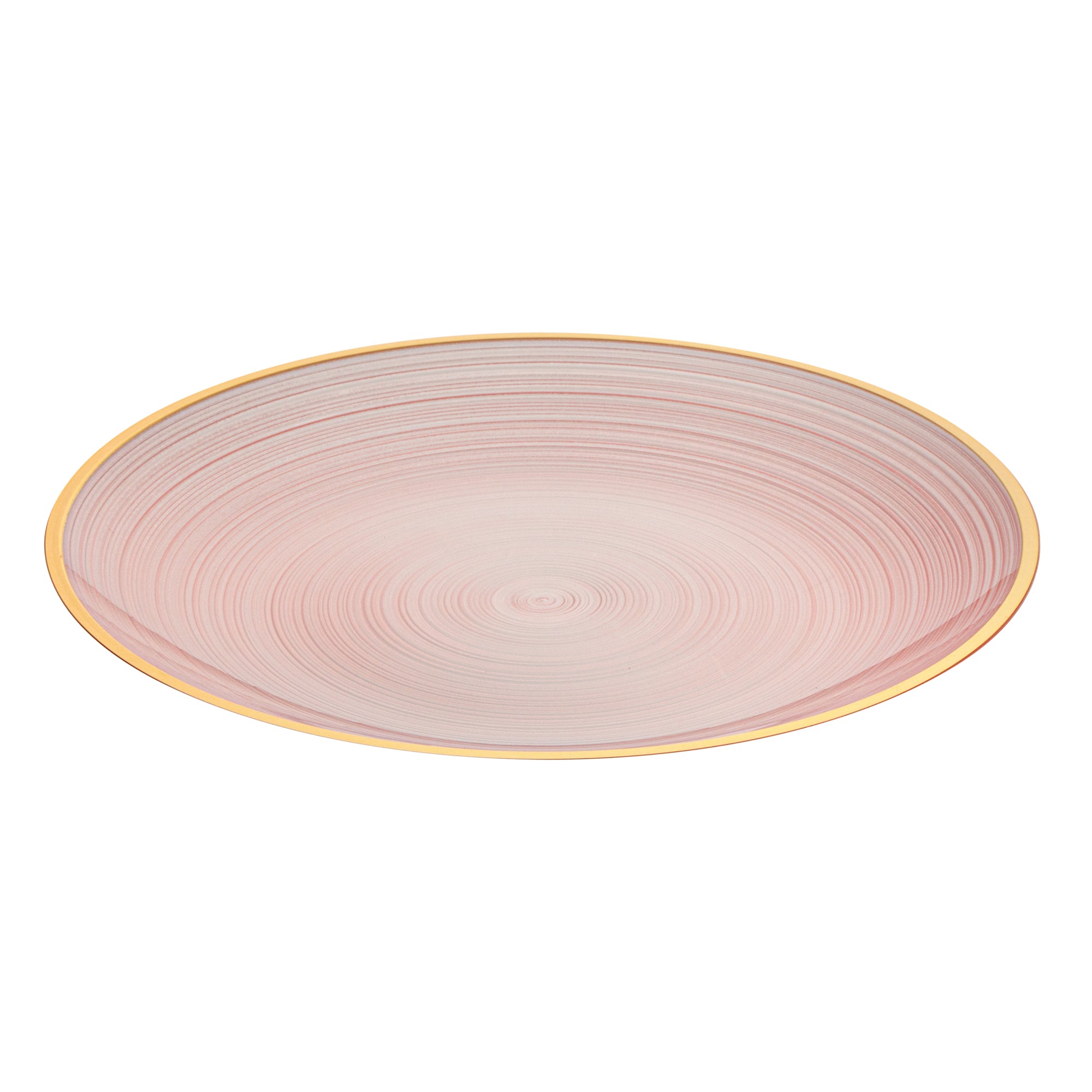 Moderna Round Pink Translucent Plastic Gold-Rimmed Plate - Rippled - 7 1/4" x 7 1/4" - 100 count box