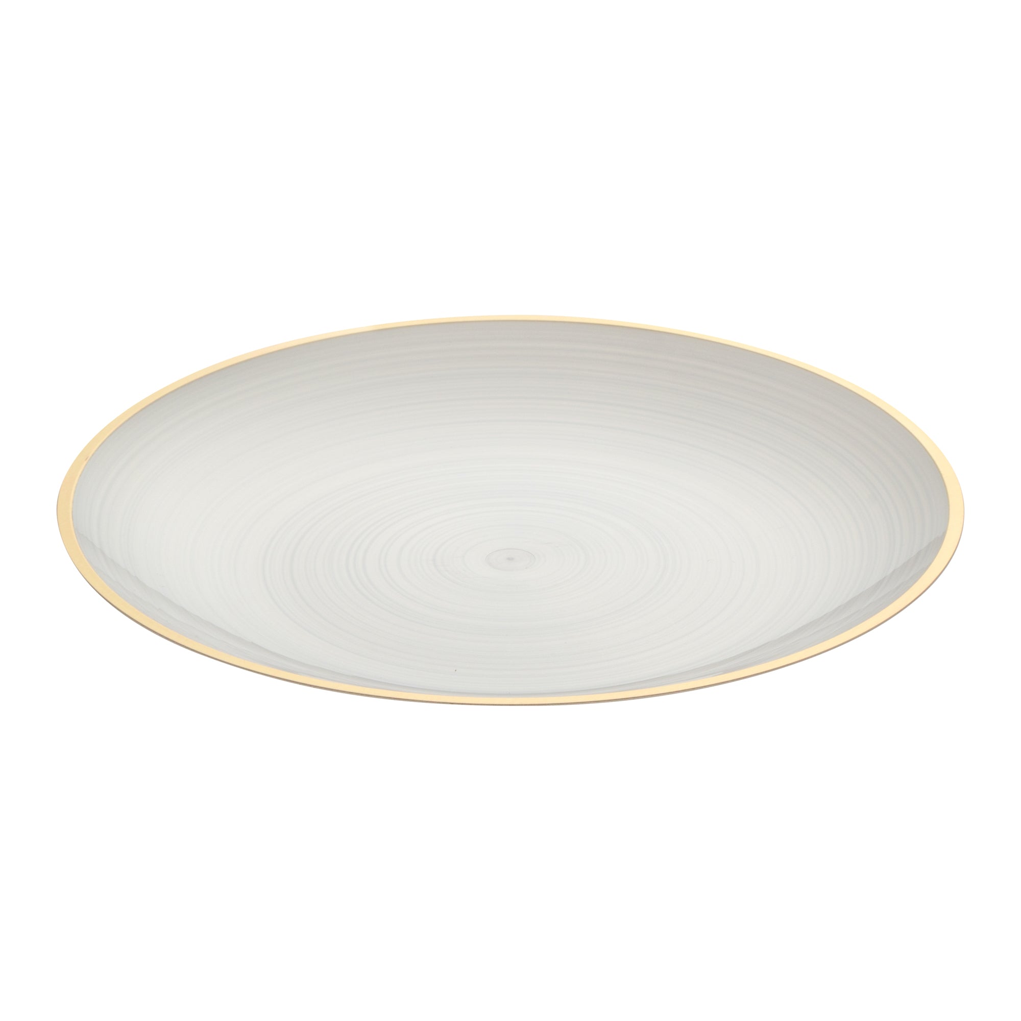 Moderna Round White Translucent Plastic Gold-Rimmed Plate - Rippled - 7 1/4" x 7 1/4" - 100 count box