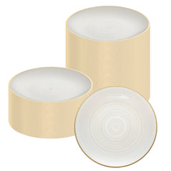 Moderna Round White Translucent Plastic Gold-Rimmed Plate - Rippled - 7 1/4