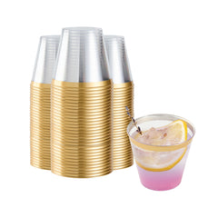 Bev Tek 5 oz Clear Plastic Tumbler - with Gold Rim - 2 3/4