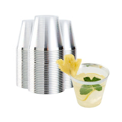 Bev Tek 5 oz Clear Plastic Tumbler - with Silver Rim - 2 3/4