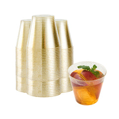 Bev Tek 5 oz Gold Glitter Plastic Tumbler - 2 3/4