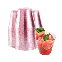 Bev Tek 5 oz Pink Glitter Plastic Tumbler - 2 3/4