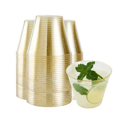 Bev Tek 9 oz Gold Glitter Plastic Tumbler - 3 1/2