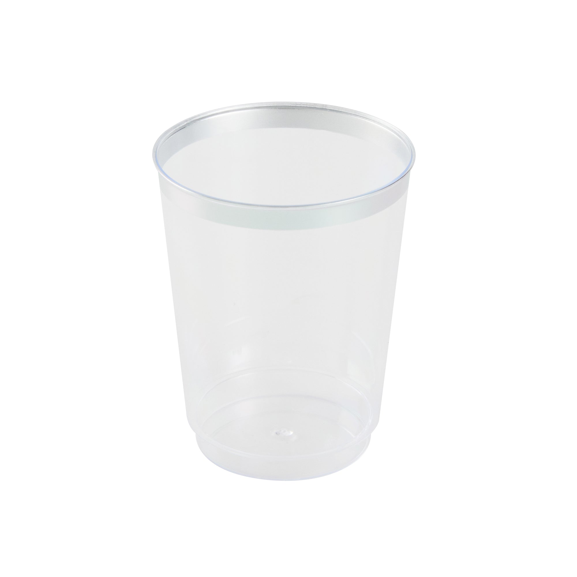 Chef 101 10 oz Clear Plastic Tumbler - with Silver Rim - 3" x 3" x 3 3/4" - 500 count box
