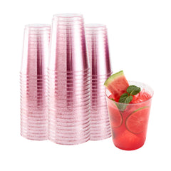 Bev Tek 10 oz Pink Glitter Plastic Tumbler - 3