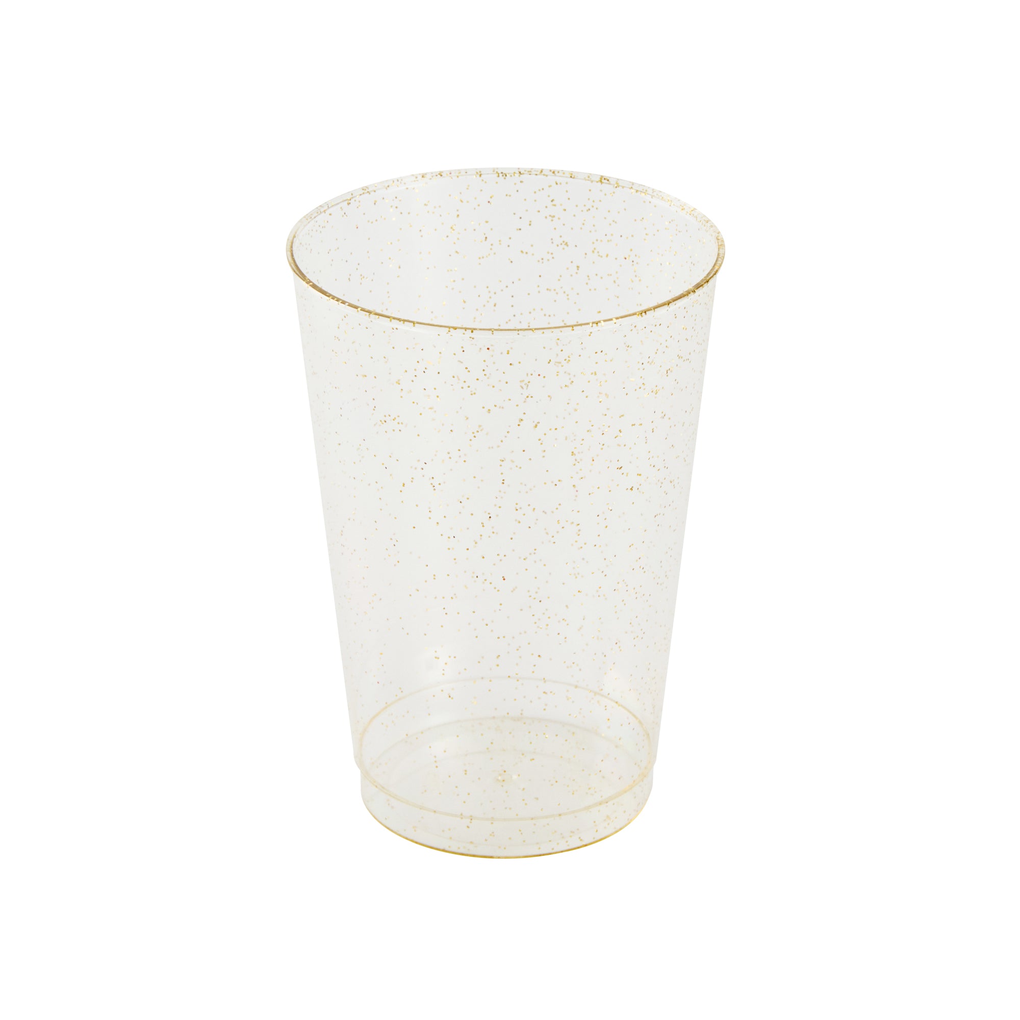 Chef 101 12 oz Gold Glitter Plastic Tumbler - 3" x 3" x 4 1/4" - 500 count box