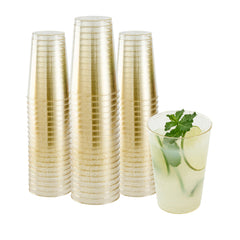 Bev Tek 12 oz Gold Glitter Plastic Tumbler - 3